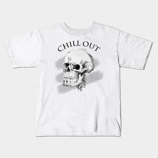 Chill Out Skull Kids T-Shirt by pencilartist